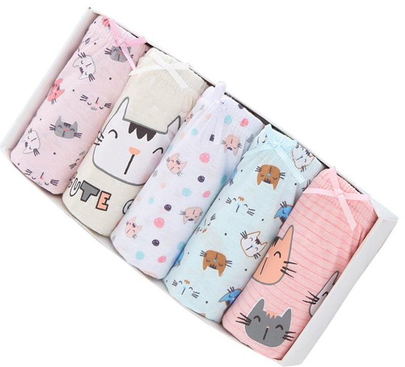 CHUNG Little Girls Toddlers Cotton Briefs Panties Underwear 5 Pack, Cat,2-3Y - Image 2